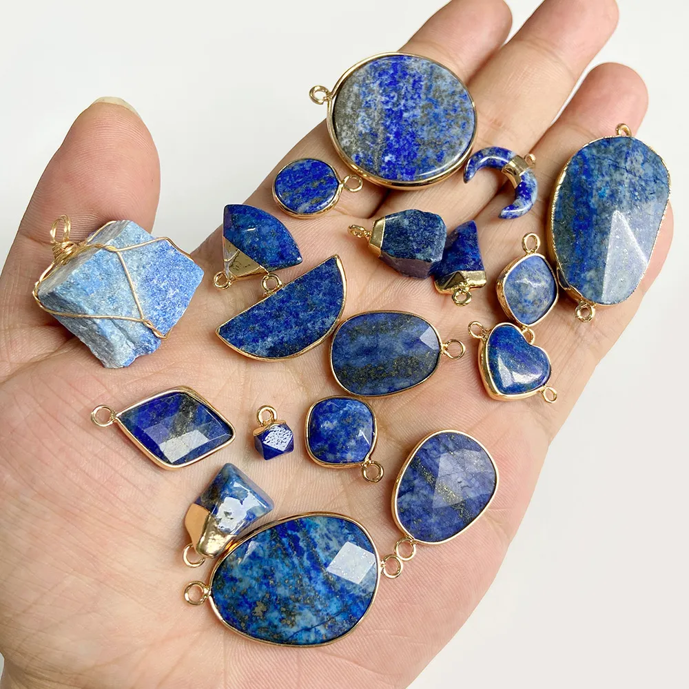 Lapis Lazuli Teardrop Heart Pendant Charms – view 7