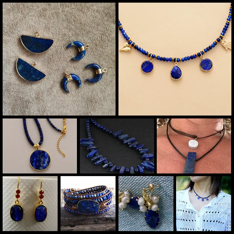 Lapis Lazuli Teardrop Heart Pendant Charms – view 6
