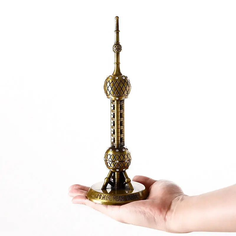 Metal world landmark statue ornament