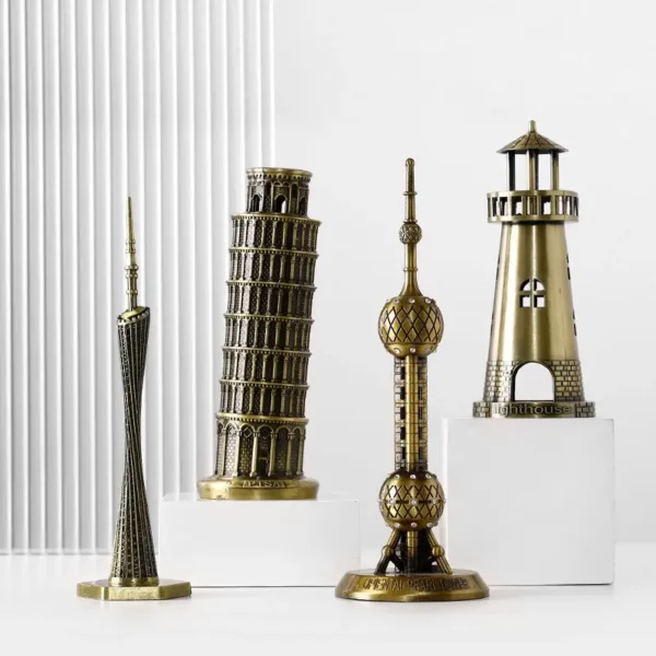 Metal world landmark statue ornament