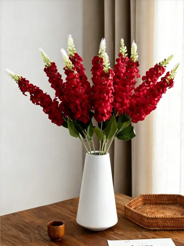 Artificial Hyacinth Flowers – Faux Silk Hyacinth Stems for Vase, Wedding, Garden & Home Decor - Red 5 Stems