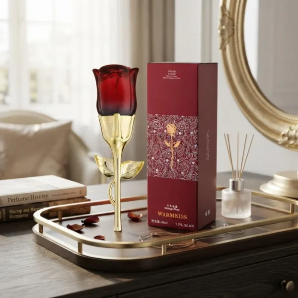 Midnight Rose Perfume 50ml – Rose Shaped Bottle Floral Fragrance for Women, Romantic Gift