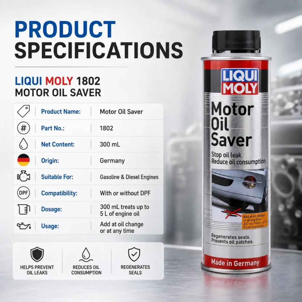 Liqui Moly Motor Oil Saver 300ml – Engine Oil Additive, Reduces Oil Consumption & Seals Leaks