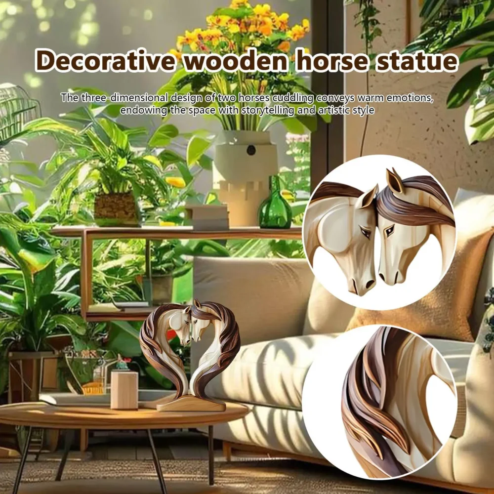 Snuggling horse couple statue ornament