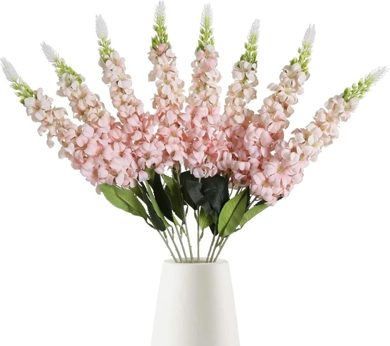 Artificial Hyacinth Flowers – Faux Silk Hyacinth Stems for Vase, Wedding, Garden & Home Decor - Pink 5 Stems