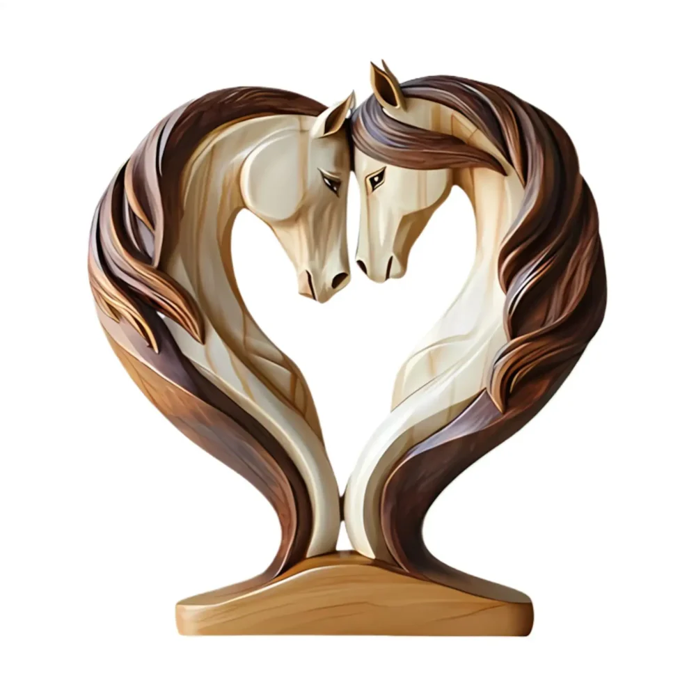 Snuggling horse couple statue ornament