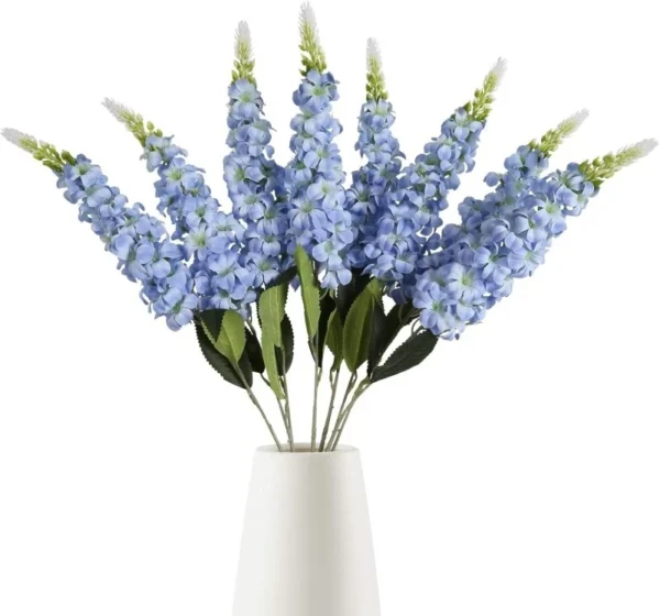 Artificial Hyacinth Flowers – Faux Silk Hyacinth Stems for Vase, Wedding, Garden & Home Decor - Blue 5 Stems