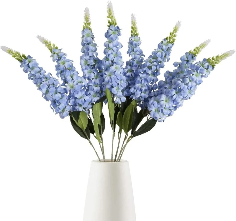 Artificial Hyacinth Flowers – Faux Silk Hyacinth Stems for Vase, Wedding, Garden & Home Decor - Blue 5 Stems