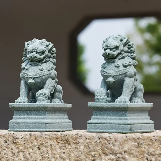 Feng Shui Foo Dog guardian lion statues pair