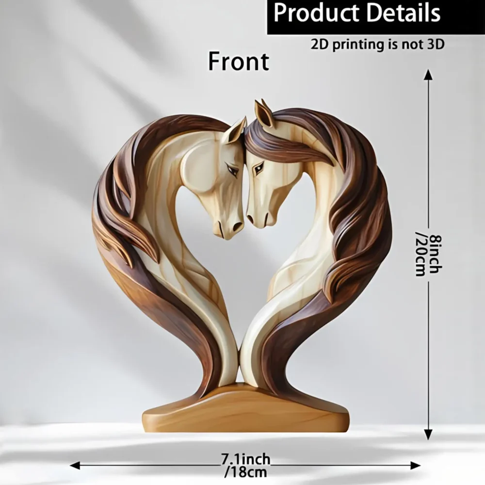 Snuggling horse couple statue ornament