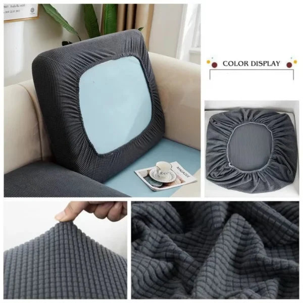Stretch Sofa Seat Cushion Cover Dark Grey