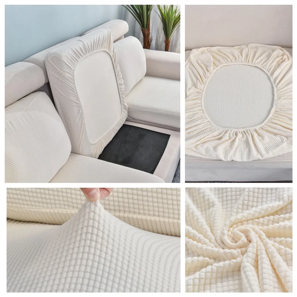 Stretch Sofa Seat Cushion Cover Off White